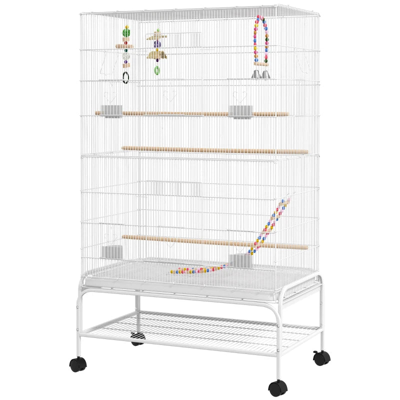 White Bird Cage Set for Canaries & Finches