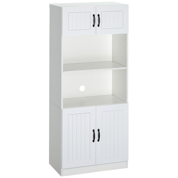 White 5-Tier Kitchen Storage Cabinet with Adjustable Shelf
