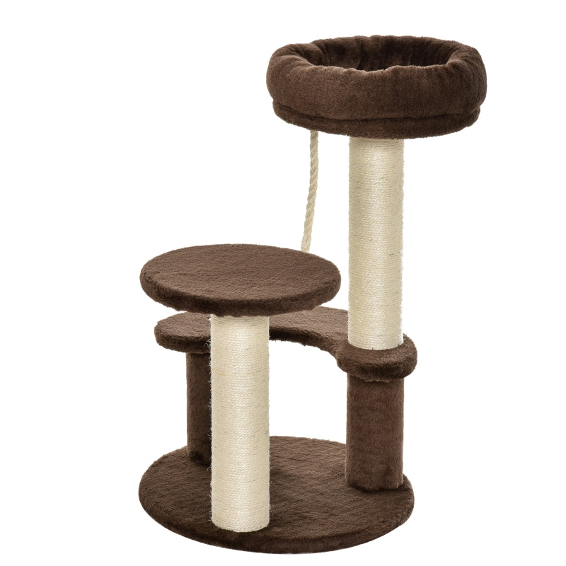 Brown 65cm Cat Tree with Sisal Scratching Posts and Perches