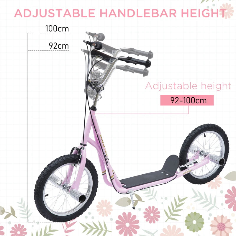 Kids Pink Stunt Scooter with Adjustable Handlebar and Dual Brakes