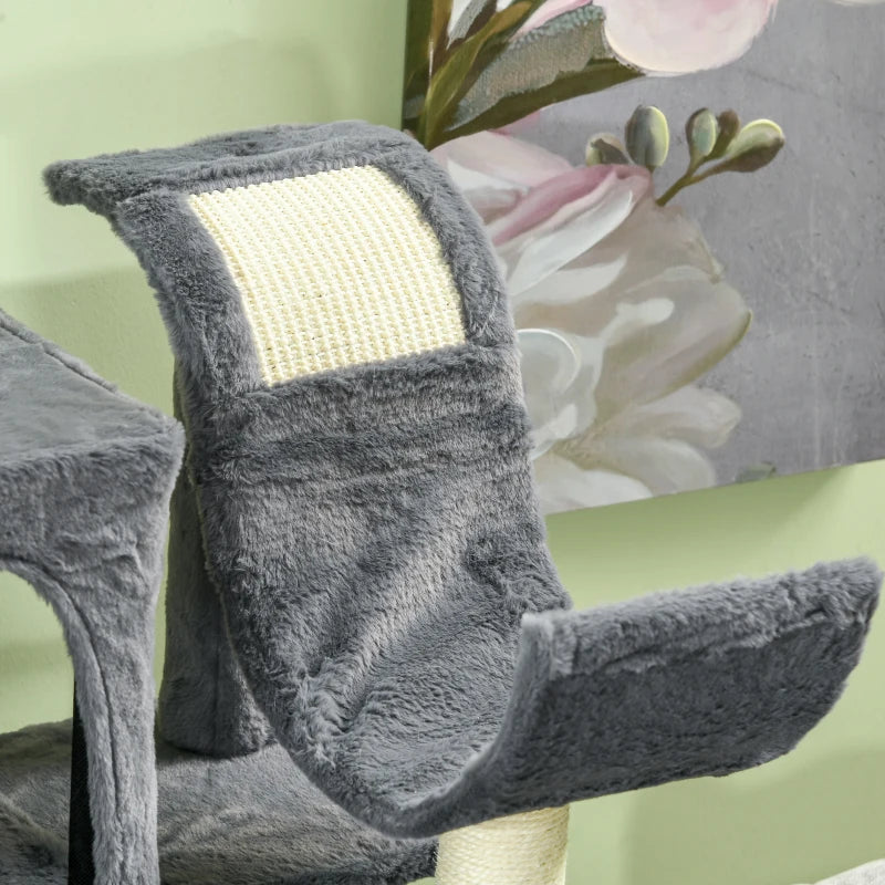 Cat Tree with Scratching Post, Hammock, Cat House - Dark Grey