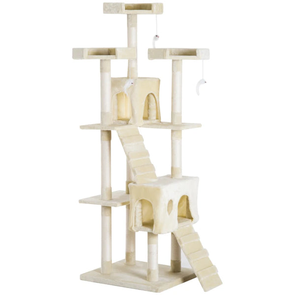 Beige Cat Scratching Post Tower - 27L×27W×28.5H cm