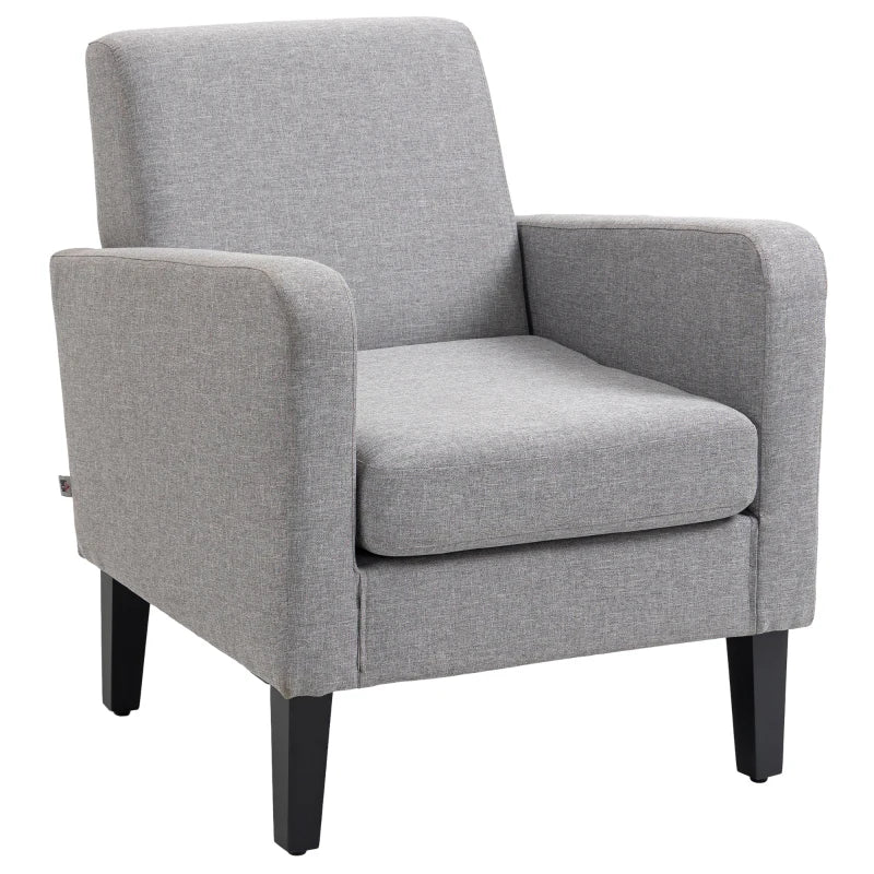 Light Grey Modern Accent Chair with Rubber Wood Legs