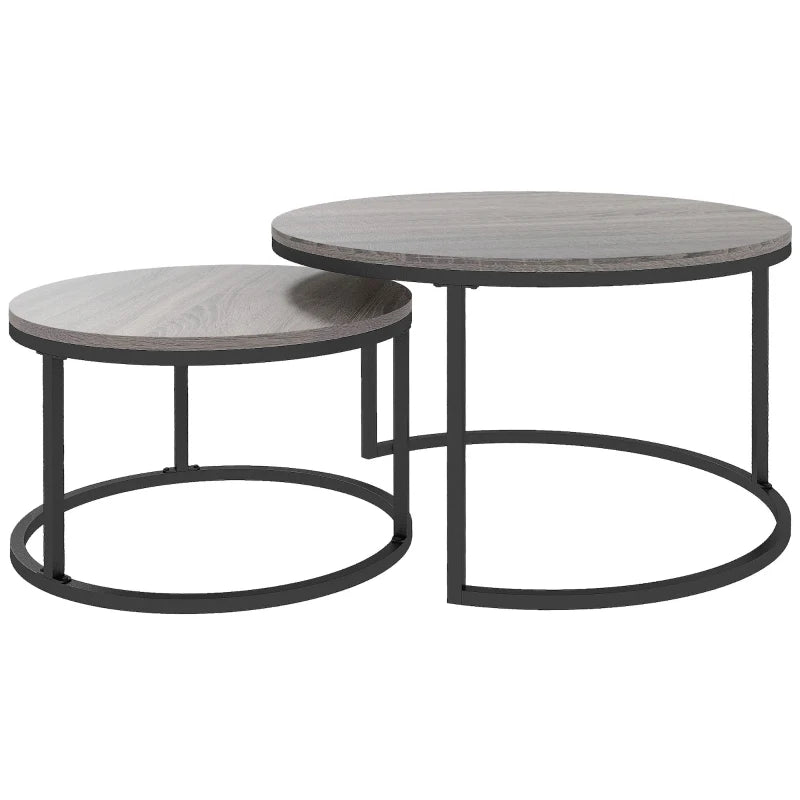 Wood Effect Black Nesting Coffee Tables Set