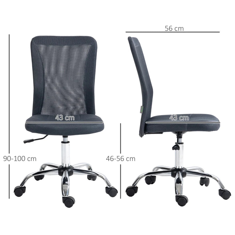 Dark Grey Mesh Office Chair with Adjustable Height and Swivel Wheels