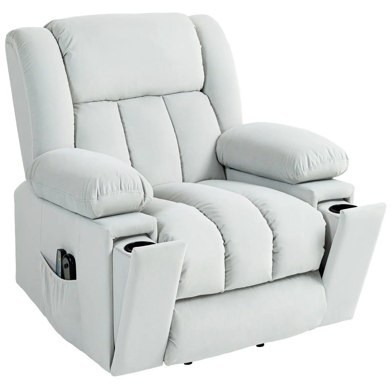 Light Grey Power Lift Recliner Chair with Vibration Massage and Heat Function