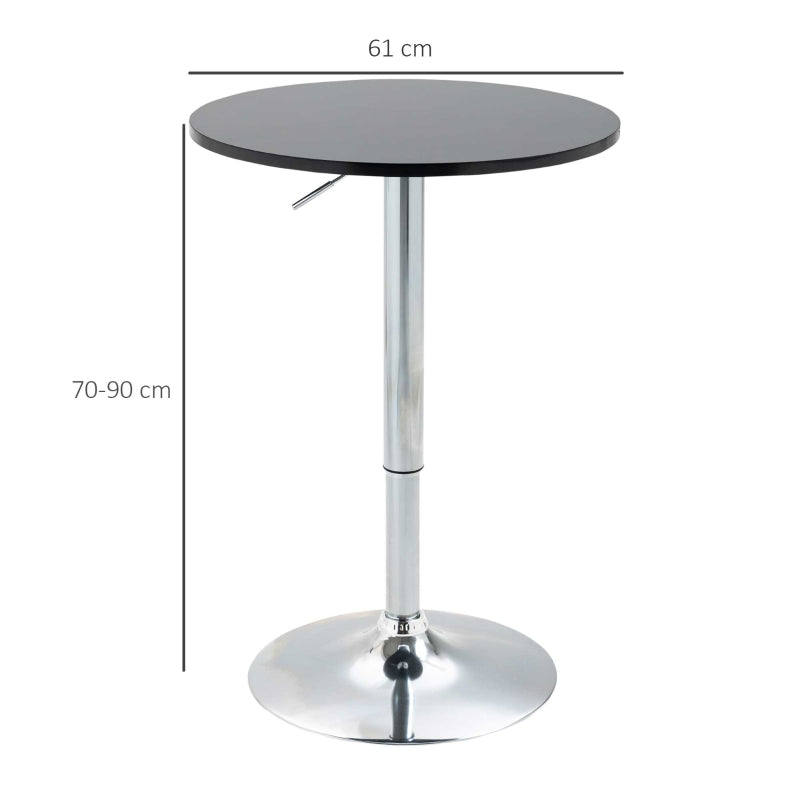 Black Round Height Adjustable Bar Table with Metal Base