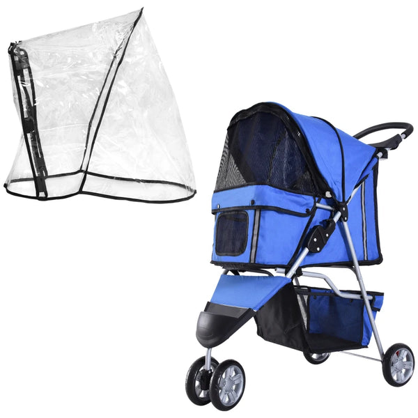 Blue Dog Stroller with Cover for Small Pets