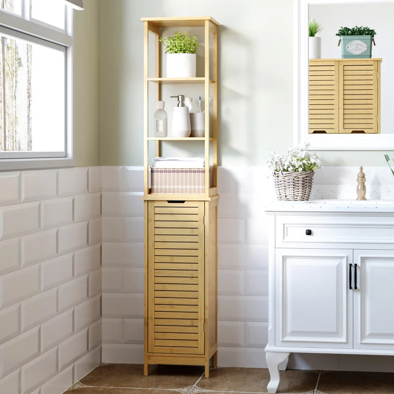 Natural Bathroom Floor Cabinet with 3 Shelves