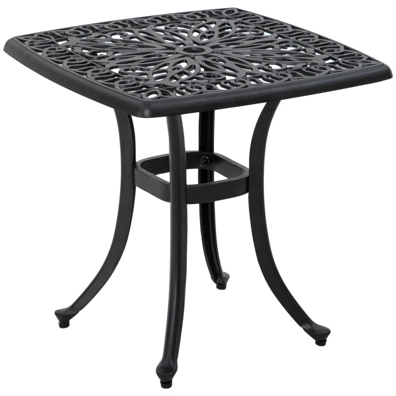 Black Square Outdoor Bistro Table with Umbrella Hole