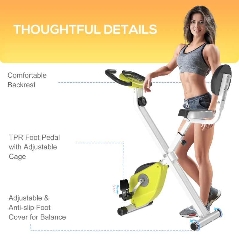 Black Folding Exercise Bike with 8-Level Magnetic Resistance