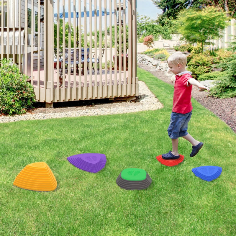 River Stone Kids Balance Stepping Stones Set - 5 Pcs, Outdoor Indoor, Non-Slip