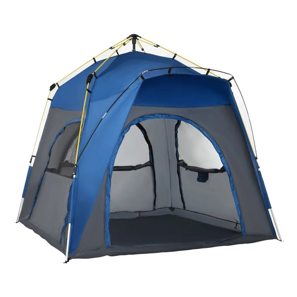 Grey 4-Person Automatic Pop-Up Camping Tent