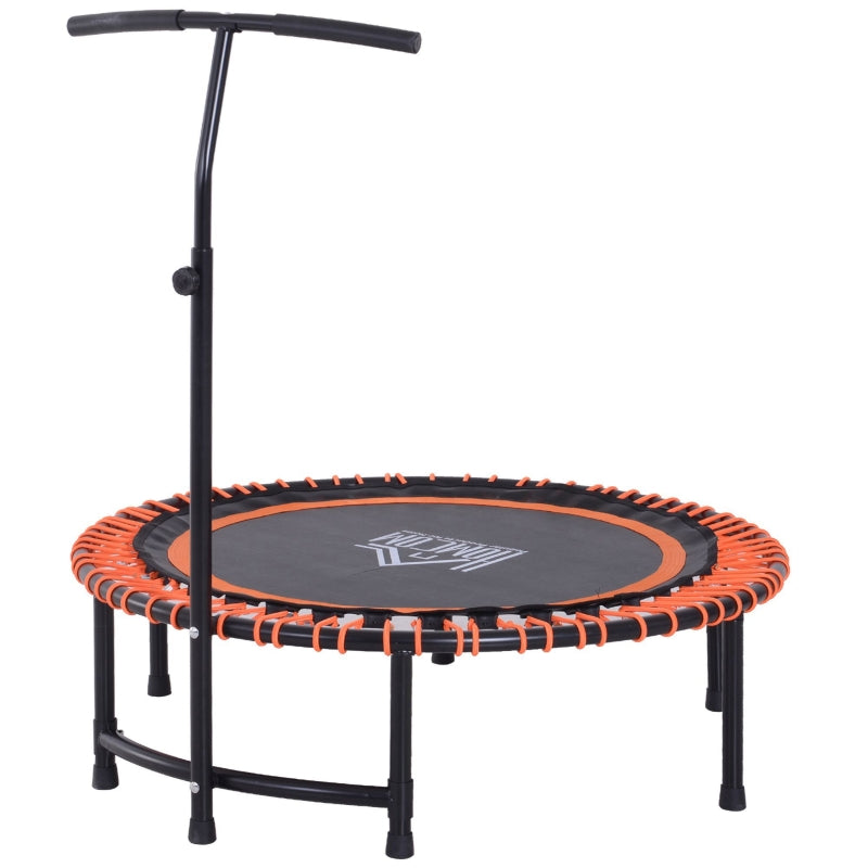 Mini Round Steel Frame Trampoline with Adjustable Handle - Black/Orange