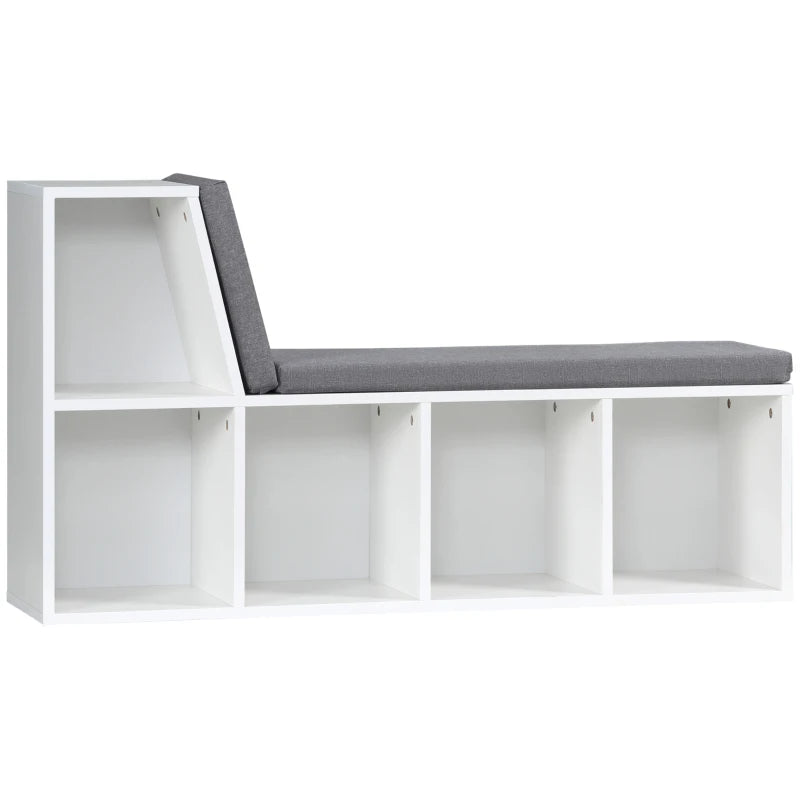 White Cushioned Reading Seat Bookcase Shelf