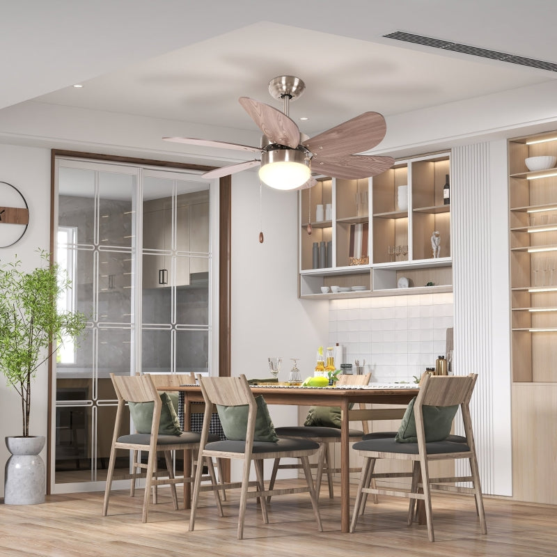 Walnut Brown LED Ceiling Fan with Reversible Blades