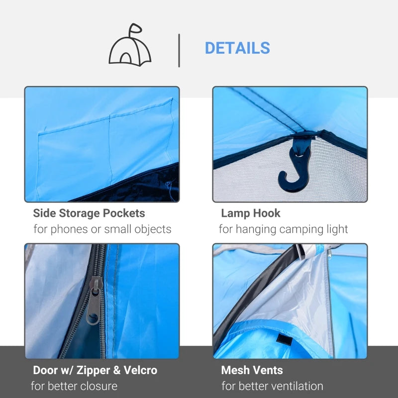 3-Person Blue Tunnel Camping Tent with Vestibule and Rainfly