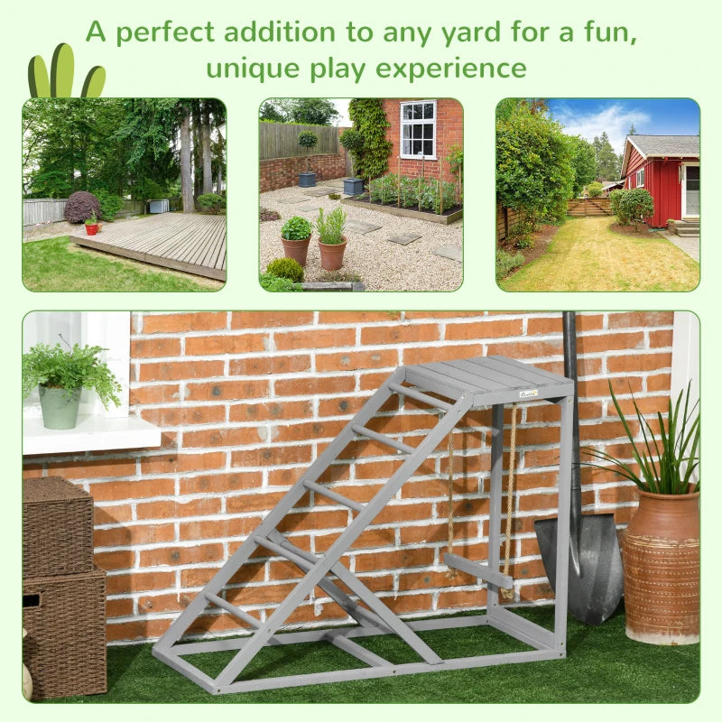 Grey Wooden Chicken Coop Playset with Swing & Ladder