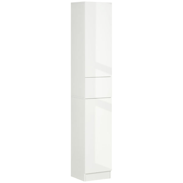 White Tall Bathroom Storage Cabinet with Adjustable Shelves