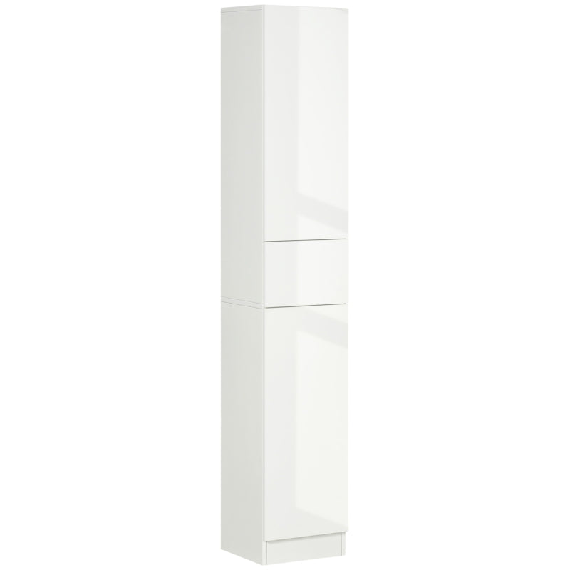 White Tall Bathroom Storage Cabinet with Adjustable Shelves