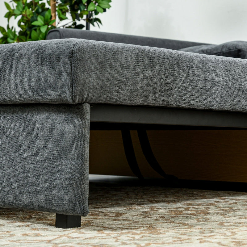 Dark Grey 2 Seater Convertible Sofa Bed with Storage