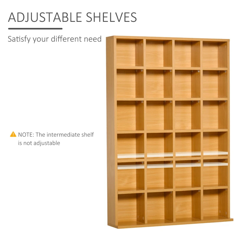 Beech Wood Media Storage Shelf with Adjustable Shelves, 89 x 130.5 cm