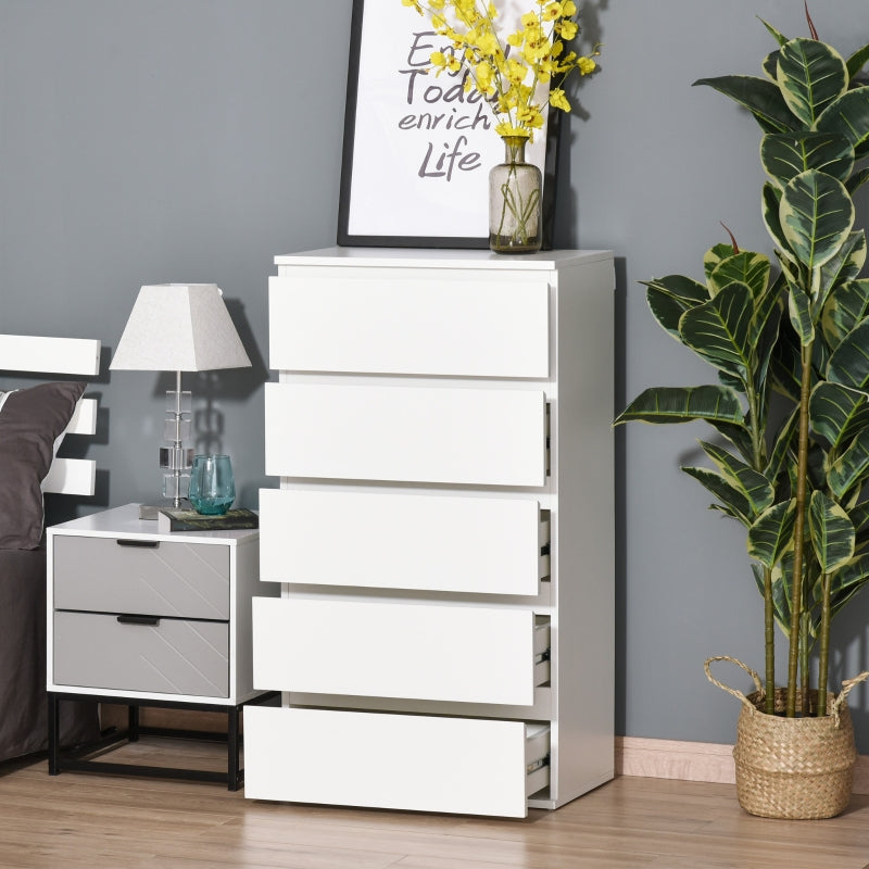 White 5-Drawer Storage Cabinet for Bedroom and Living Room