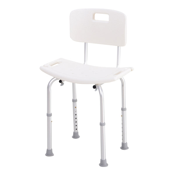 Adjustable White Bath Shower Stool for Elderly Safety