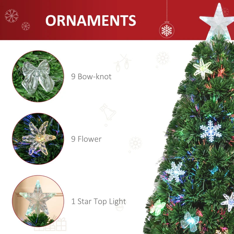 4FT Green Fiber Optic LED Christmas Tree - Holiday Home Xmas Decoration