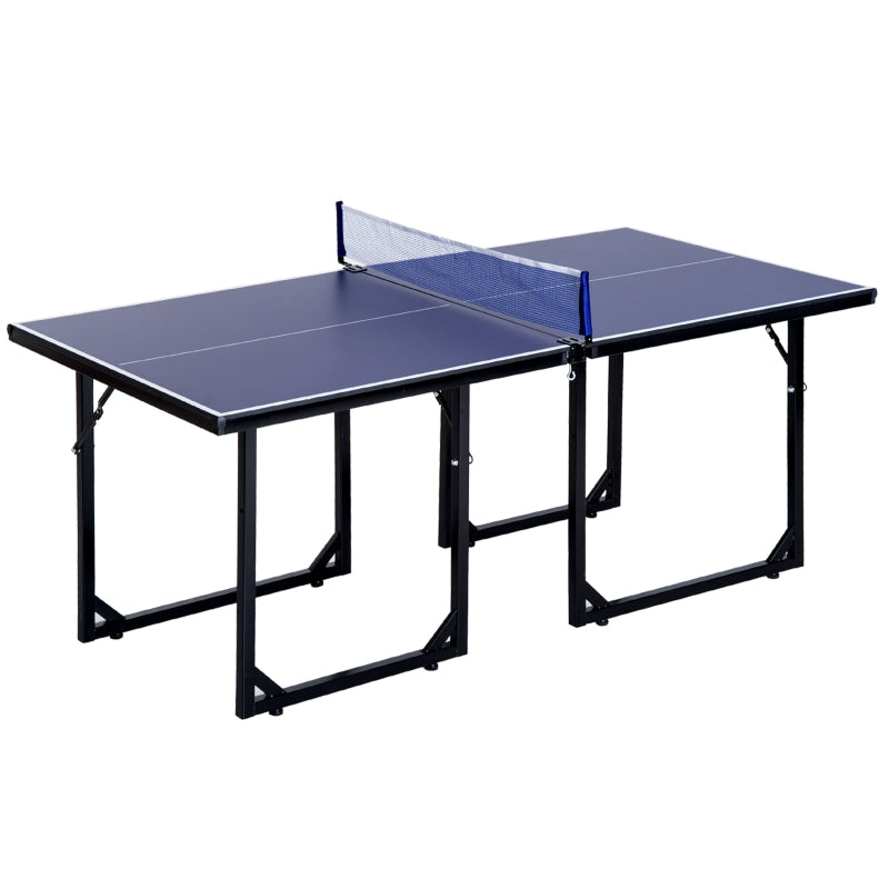 6ft Blue Folding Ping Pong Table with Net - Indoor/Outdoor Multi-Use