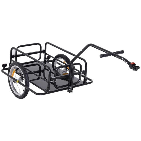 Black Bike Cargo Trailer with Hitch for Cycling and Camping