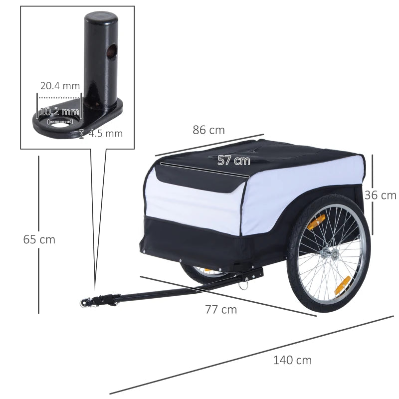 Steel Frame Bike Trailer Cargo Carrier with Removable Cover (White/Black)