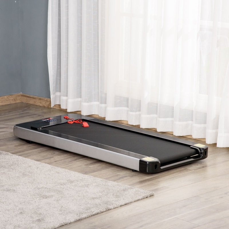 Compact Electric Walking Treadmill - Black 735W Motorised, 1-6km/h Speed, LED Display & Remote