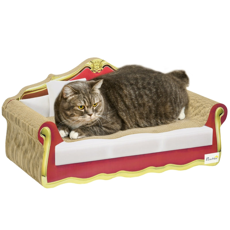 Cat Cardboard Scratcher Lounge Bed with Catnip, Grey, 58 x 29.5 x 29cm