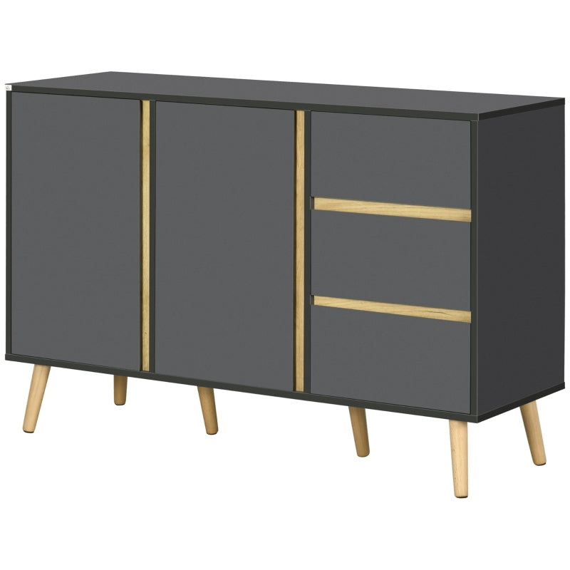 Dark Grey Modern Kitchen Sideboard with Double Doors and Drawers