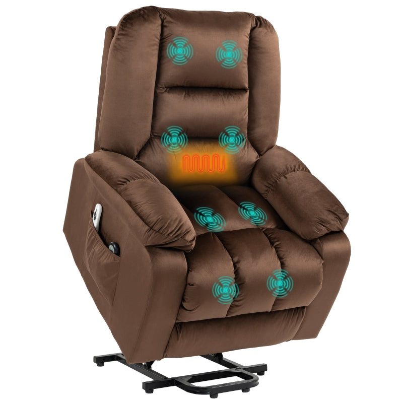 Brown Leathaire Massage Armchair with Heat and Reclining Back
