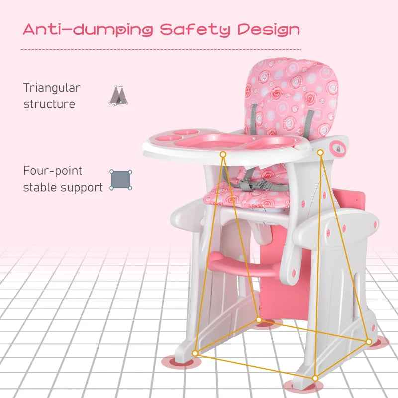 3-in-1 Pink Baby Booster High Chair