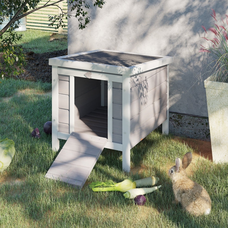 Grey Small Animal Hutch 51 x 42 x 43 cm - Outdoor Rabbit, Guinea Pig, Cat, Bunny Cage