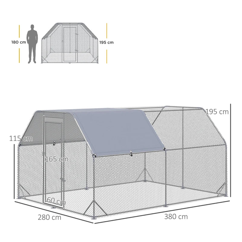 Large Outdoor Chicken Run with Roof, 10-12 Chickens, Duck Pen - Green