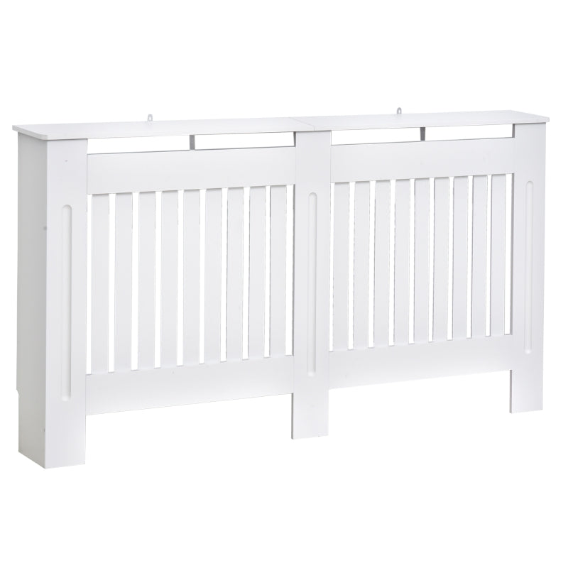 White Slatted Radiator Cover Cabinet with MDF Lined Grill (152 x 19 x 81 cm)
