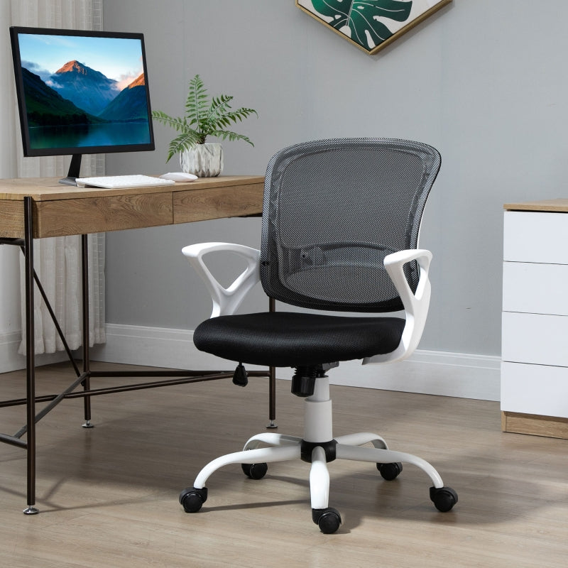 Black Mesh Office Chair with Lumbar Support & Adjustable Armrests