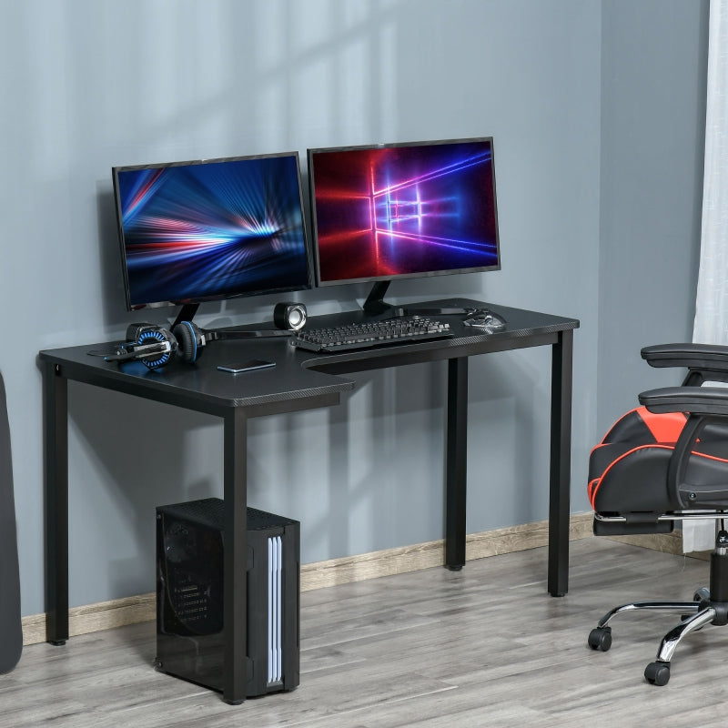 Black L-Shaped Gaming Desk with Cable Management, 145 x 81 x 76cm