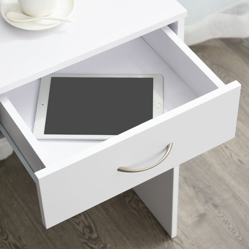 White Compact Study Desk with Drawer and Storage