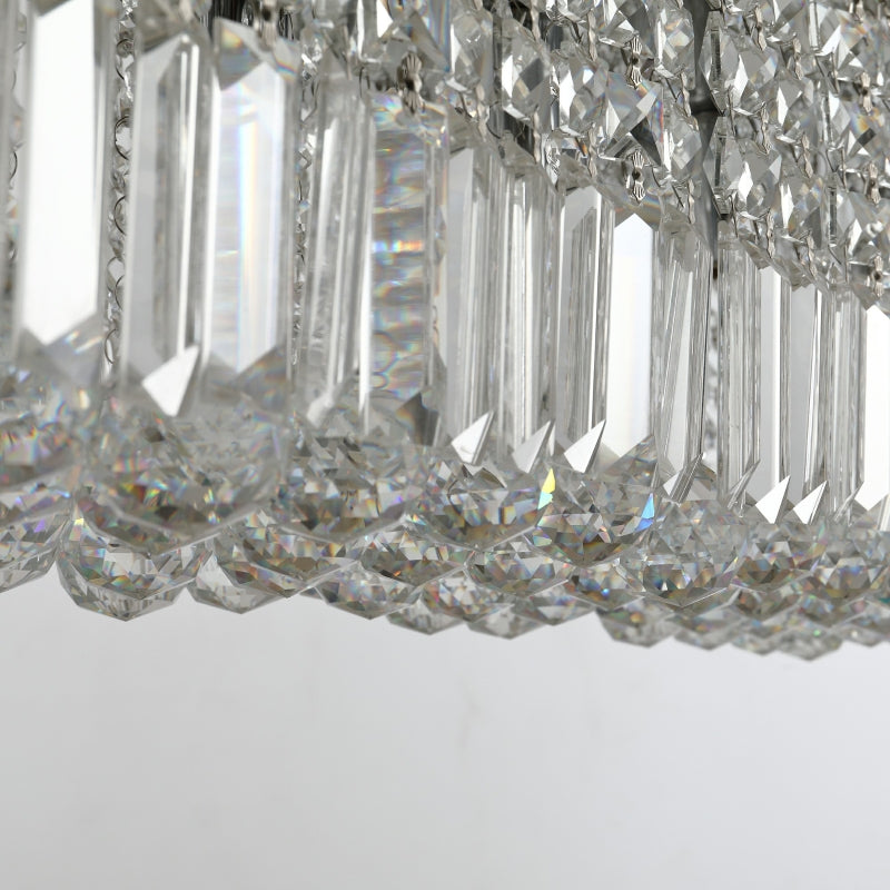 Silver Square Crystal Ceiling Light Fixture