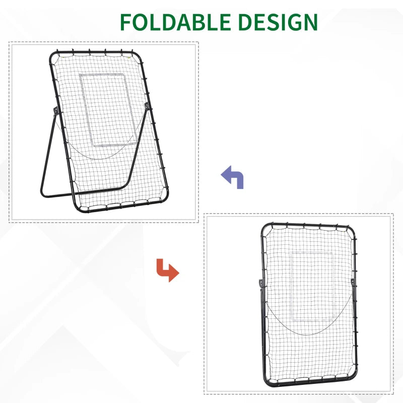 Black Foldable Football Rebounder Net - Adjustable Angles