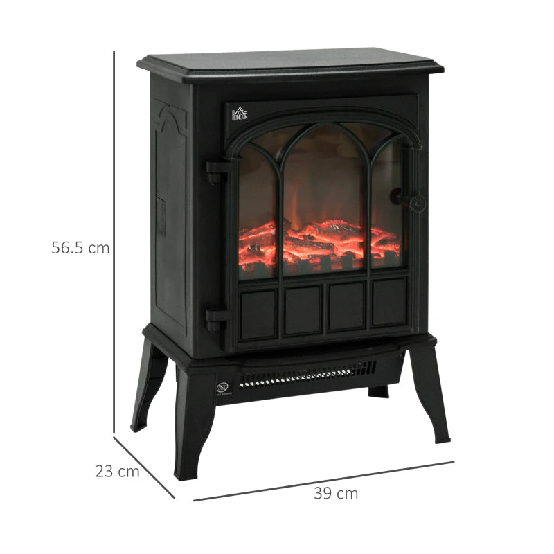 Black Electric Fireplace Stove with LED Flame Effect 1000W/2000W