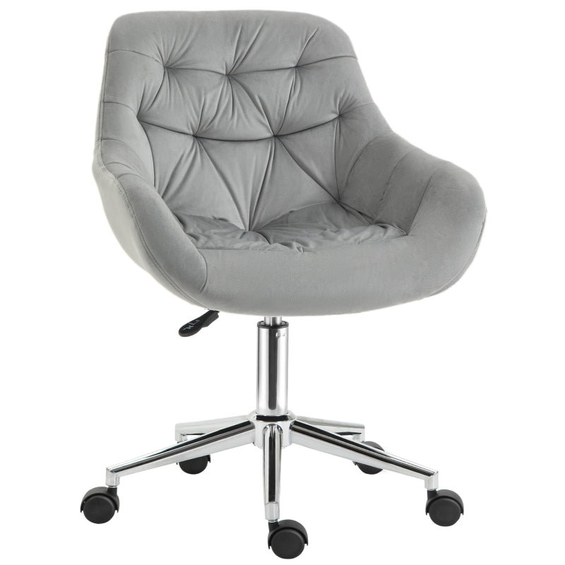 Grey Velvet Ergonomic Home Office Desk Chair with Adjustable Height and Support