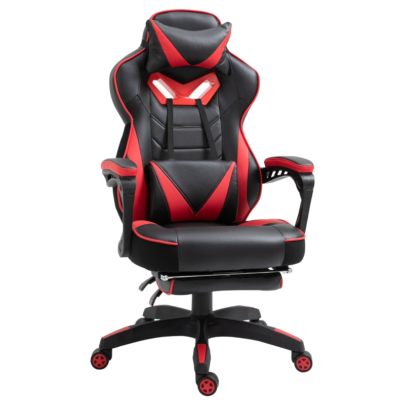 Red Gaming Chair with Lumbar Support, Footrest, and Headrest