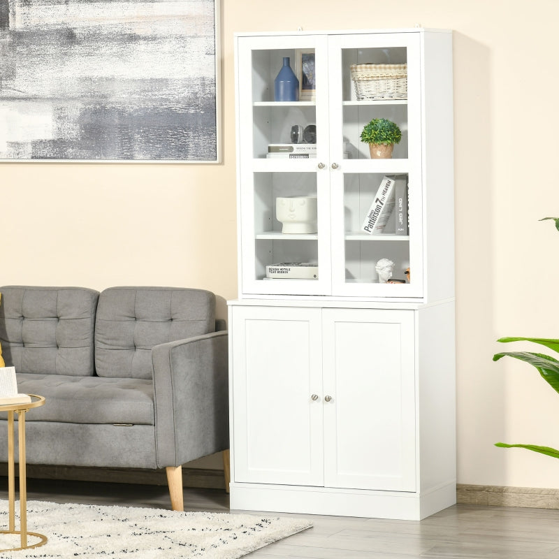 White Modern Bookcase with Doors and Adjustable Shelves