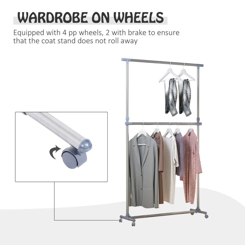 Black Heavy Duty Clothes Hanger Rack with Wheels